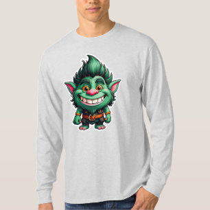 Lycklig Little Troll Chibi illustration Långärmad T Shirt
