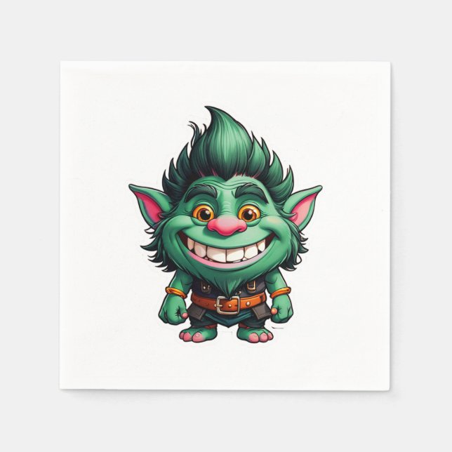 Lycklig Little Troll Chibi illustration Pappersservett (Framsidan)