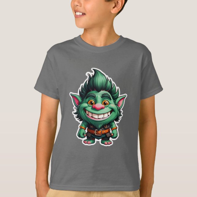 Lycklig Little Troll Chibi illustration T Shirt (Framsida)