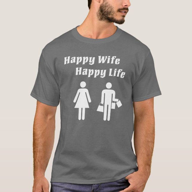 Lycklig livvit för lycklig fru tee shirt (Framsida)