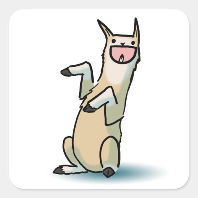 Lycklig Llama Fyrkantigt Klistermärke (Framsida)