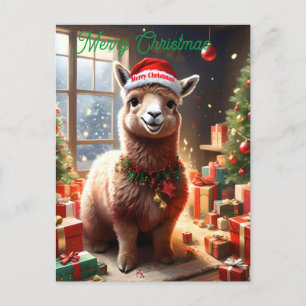 Lycklig Llama-julen, vykort för jul