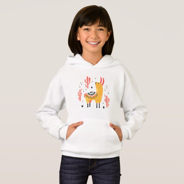 Lycklig llama med kaktusen t shirt (Hel framsida)