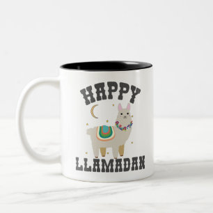 Lycklig Llamadan Funny Ramadan Cute Alpaca Gift Två-Tonad Mugg