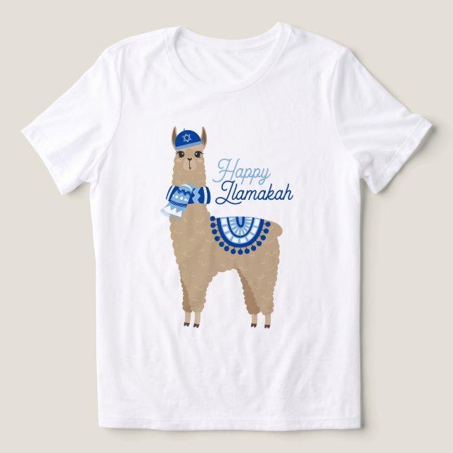 Lycklig Llamakah Funny Hanukkah T Shirt (Design Framsida)