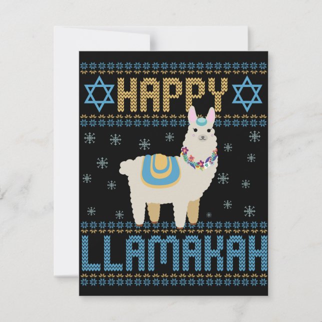 Lycklig LLamakah Roligt Judiskt Hanukkah LLama Pre Anteckningskort (Framsida)