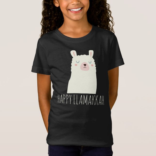Lycklig Llamakkah Blue Hanukkah Llama Cute T Shirt (Framsida)