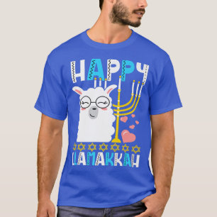 Lycklig Llamakkah Jewish Hanukkah Chanukah Menorah T Shirt