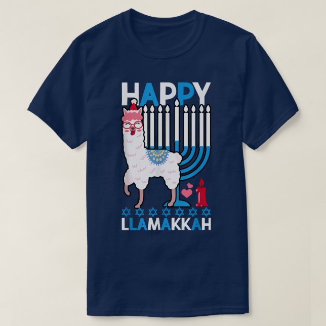 Lycklig Llamakkah Llama Hanukkah Funny T Shirt (Design framsida)