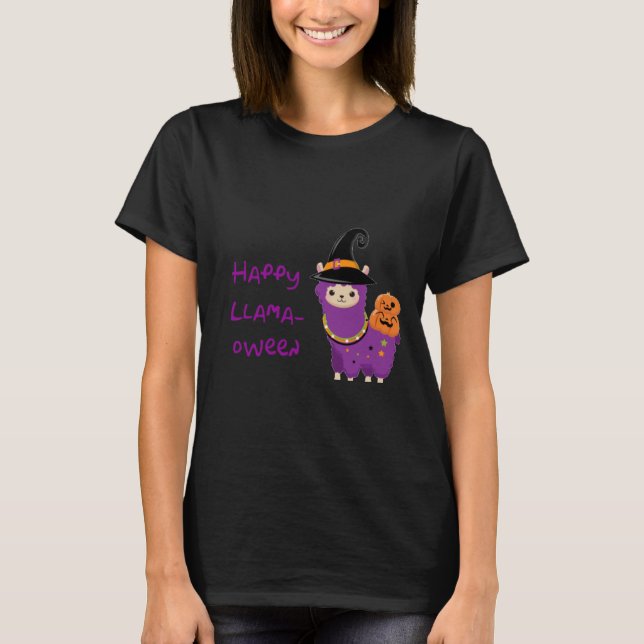 Lycklig Llamaoween T Shirt (Framsida)