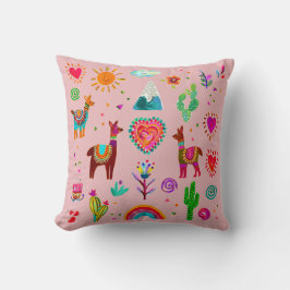 Lycklig Llamas & Hearts Anpassade Dekorativ kudde