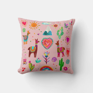 Lycklig Llamas & Hearts Anpassade Dekorativ kudde