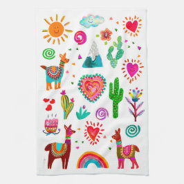 Lycklig Llamas & Hearts Simple Kitchen Towels Kökshandduk
