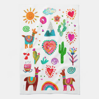 Lycklig Llamas & Hearts Simple Kitchen Towels Kökshandduk