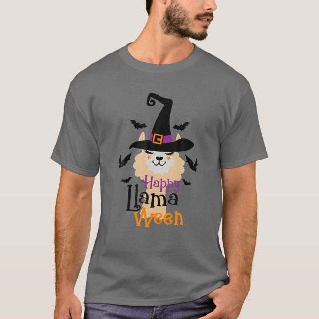 Lycklig Llamaween Funny Llama Halloween Vibes T Shirt (Framsida)