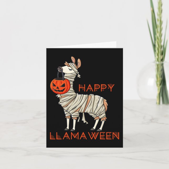 Lycklig Llamaween Roligt Halloween Llama Girls Boy Kort (Framsida)
