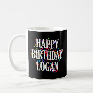 Lycklig Logan First Namn Colorful Bday Kaffemugg