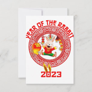 Lycklig Lunar nyår 2023, Cute China Rabbit Tack Kort