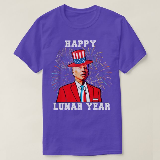 Lycklig Lunar Year American Flagga T Shirt (Design framsida)