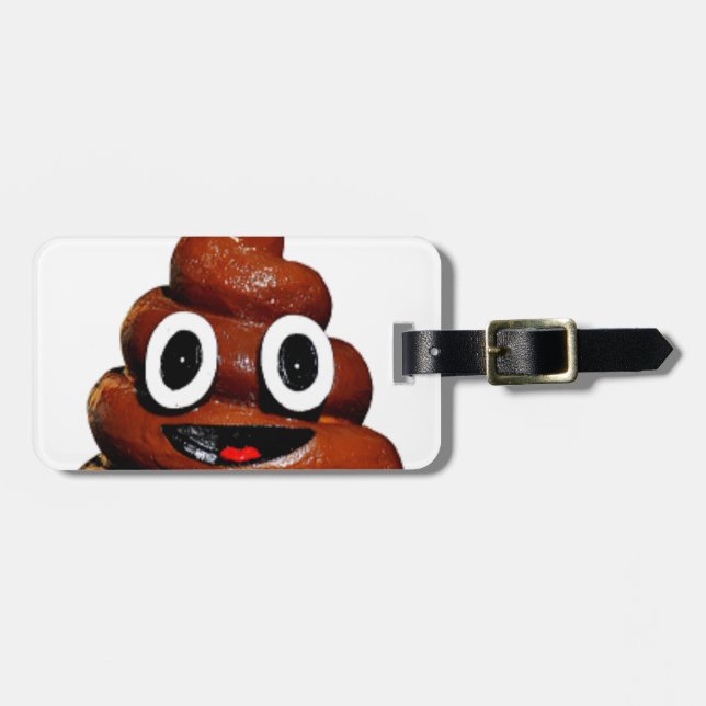 lycklig lustiga poop emoji bagagebricka (Horisontell Framsida)
