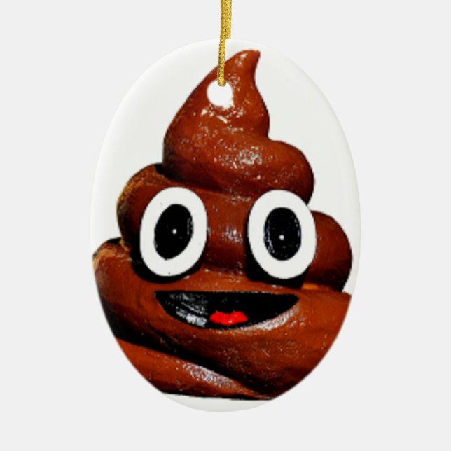 lycklig lustiga poop emoji julgransprydnad keramik (Framsidan)