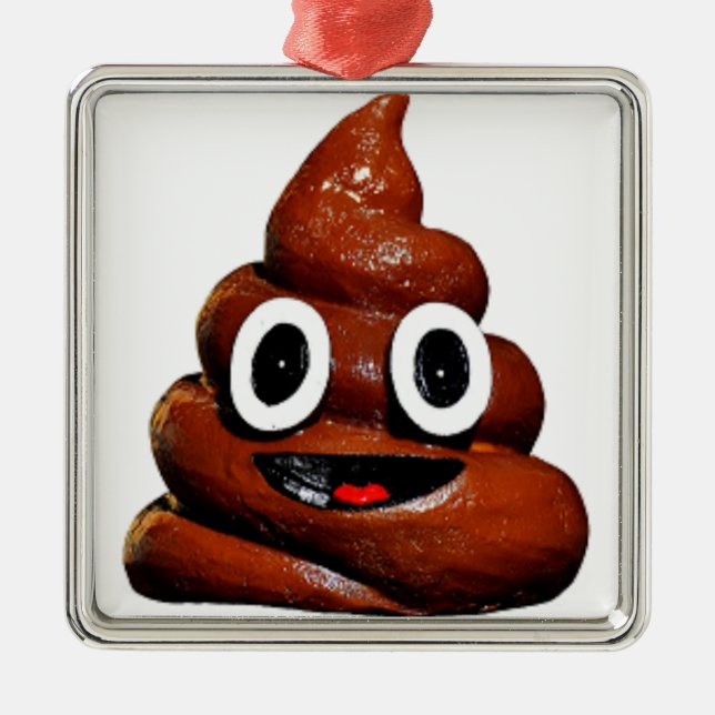 lycklig lustiga poop emoji julgransprydnad metall (Framsidan)