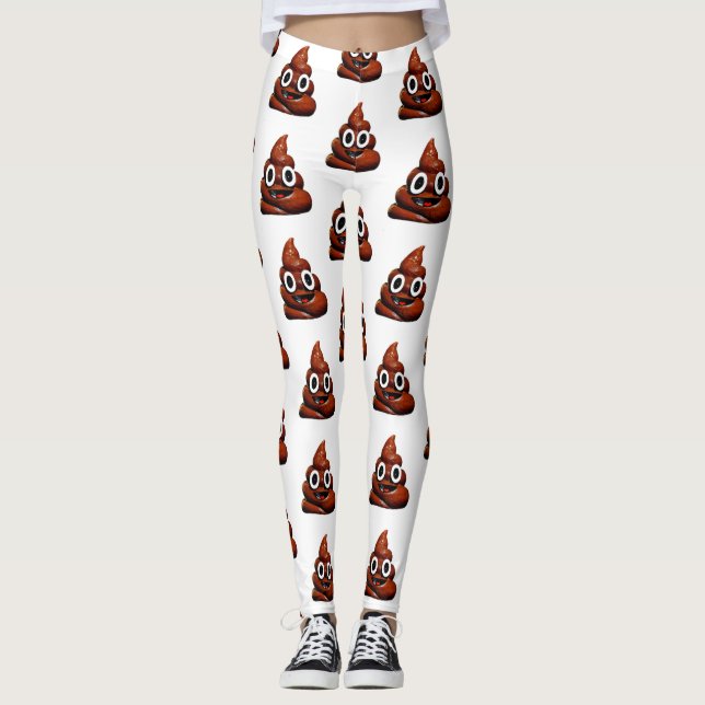lycklig lustiga poop emoji leggings (Framsida)