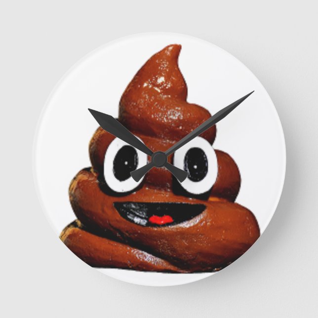 lycklig lustiga poop emoji rund klocka (Framsida)