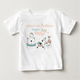 Lycklig Lycklig Joy Cute Animals 1:a jul T Shirt
