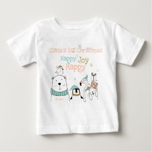 Lycklig Lycklig Joy Cute Animals 1:a jul T Shirt