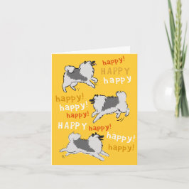 Lycklig Lycklig Keeshond Hund Födelsedagsfirande Kort