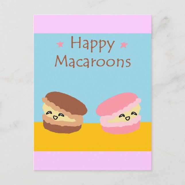 Lycklig Macaroons Vykort (Framsida)
