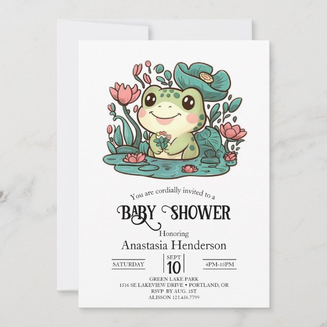 Lycklig Magic Frog Baby Shower Inbjudningar (Framsida)