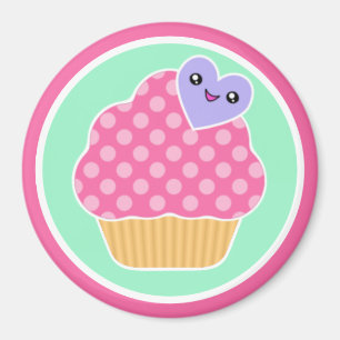 Lycklig magnet för hjärtaKawaii muffin
