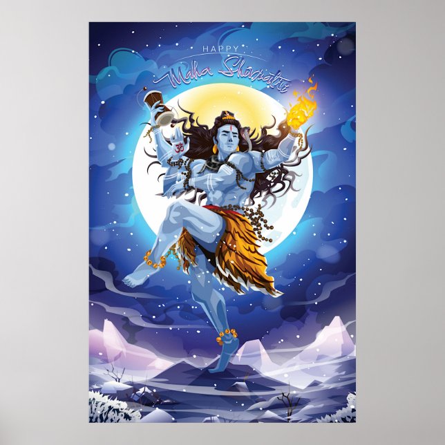 Lycklig Maha Shivratri, Lord Shiva Poster (Framsidan)