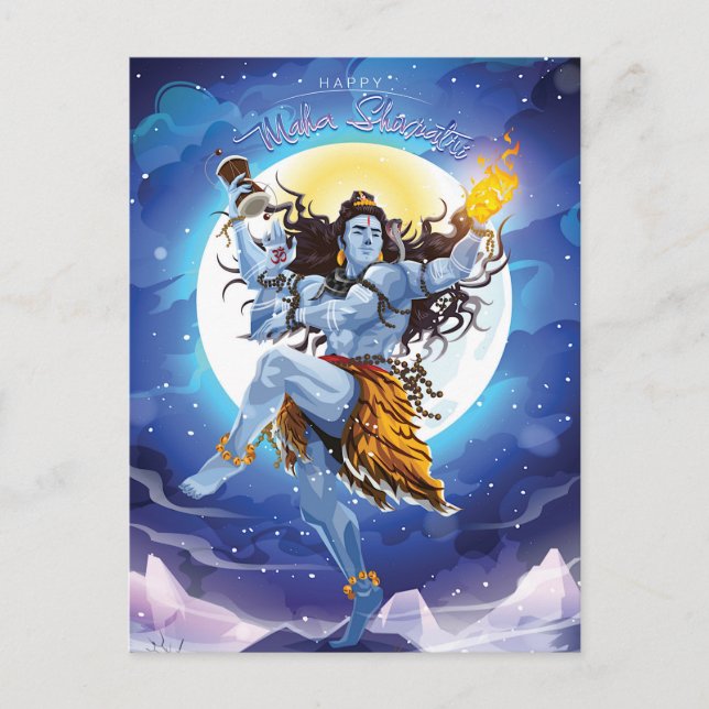 Lycklig Maha Shivratri, Lord Shiva Vykort (Framsida)