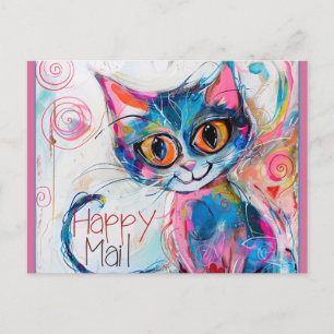 Lycklig Mail Cat Vykort