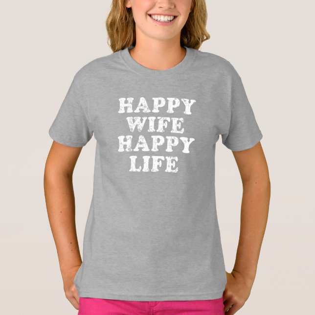 Lycklig Maka Lycklig Life T Shirt (Framsida)