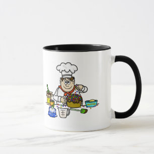 Lycklig Male Baker Decorerar kummel Mugg