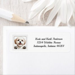 Lycklig Maltipoo-returadressetikett Returadress Etikett