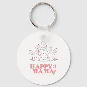 Lycklig Mamma Bunny Rabbit Nyckelring