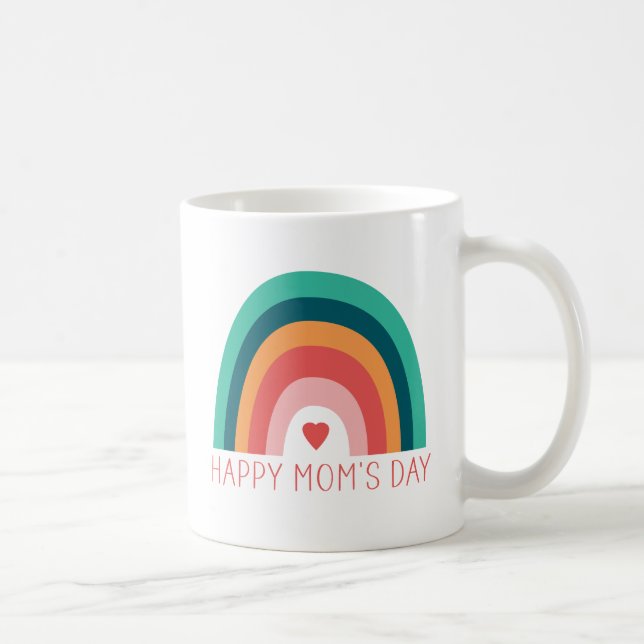 Lycklig Mamma dag Rainbow Heart Modern Ljusa färge Kaffemugg (Höger)