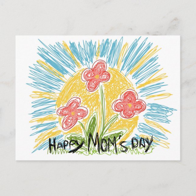 Lycklig Mamma Europadagen - Blommor - vykort (Framsida)