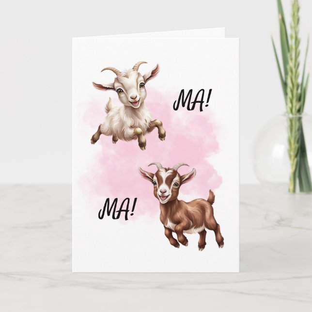 Lycklig Mamma: Goat Card Funny Mors dag Helgkort (Framsida)