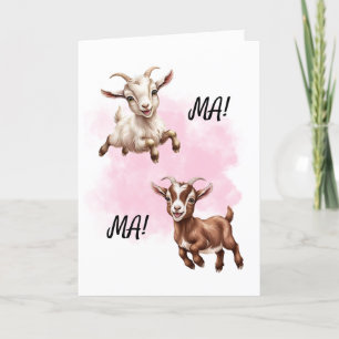 Lycklig Mamma: Goat Card Funny Mors dag Helgkort