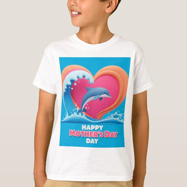 Lycklig Mamma Whale Heart T Shirt (Framsida)
