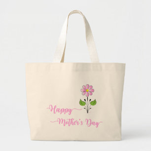 Lycklig-Mammor-dag-med-rosa-blomma Jumbo Tygkasse