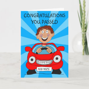Lycklig man har just klarat körprovet kort