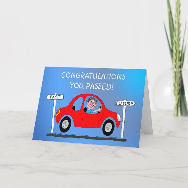 Lycklig man har just passerat drivimg-testkortet kort (Framsida)