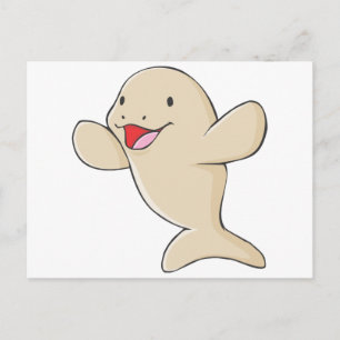 Lycklig Manatee Tecknad Vykort